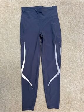 Sweaty Betty Navy Leggings with Silver Reflective Accents